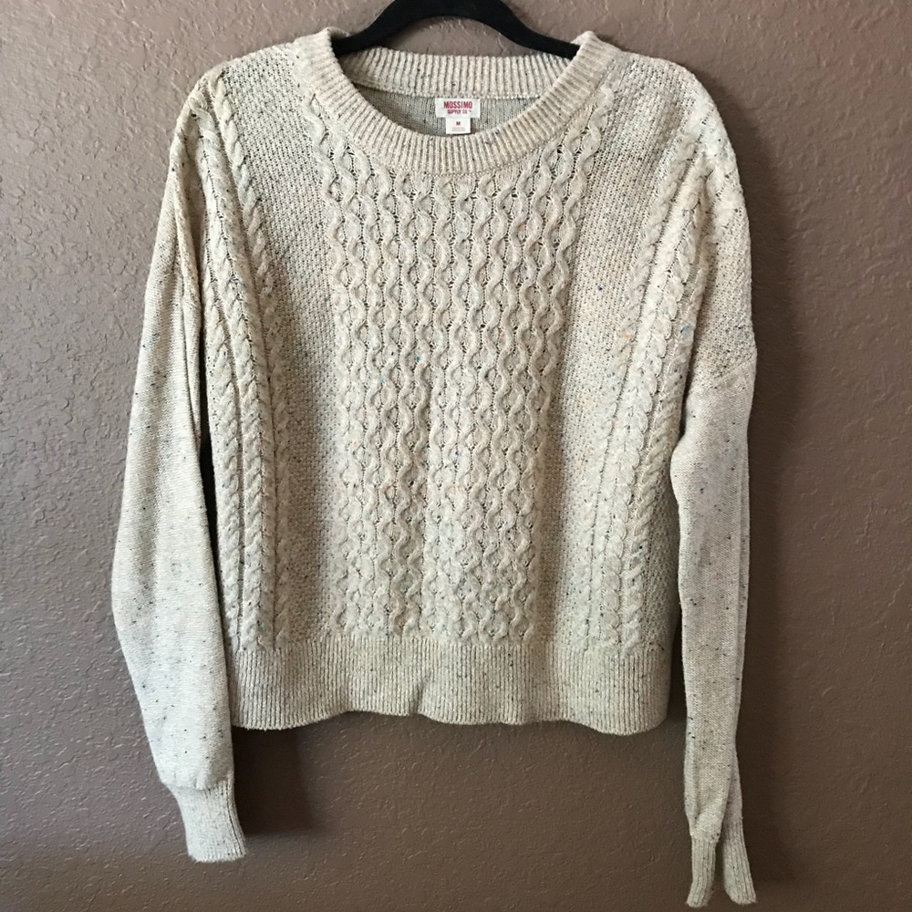 Knit Semi-Crop Sweater (beige)
